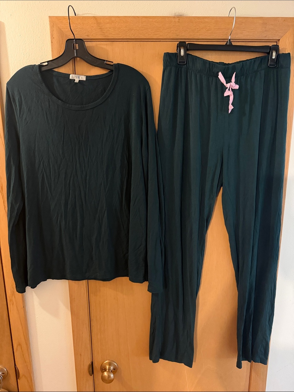 Lake Women's Long Sleeve Pajama Set Modal Deep Teal Size Large